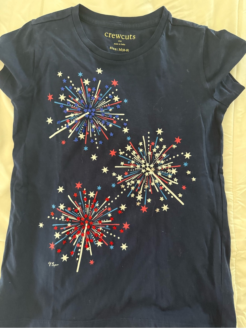 crewcuts Navy Short-Sleeve Tee with Red White and Blue Firework Print